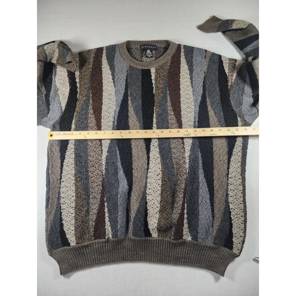 Baracuta Mens XXL Merino Wool Sweater‎ Abstract Grandpacore Crosby Coogi Style